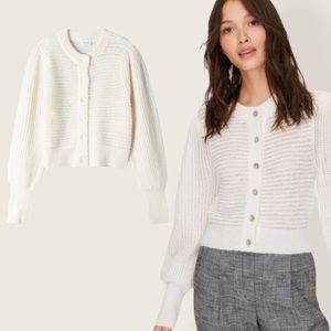 EUC Aritzia Cropped White Alpaca Cardigan XXS